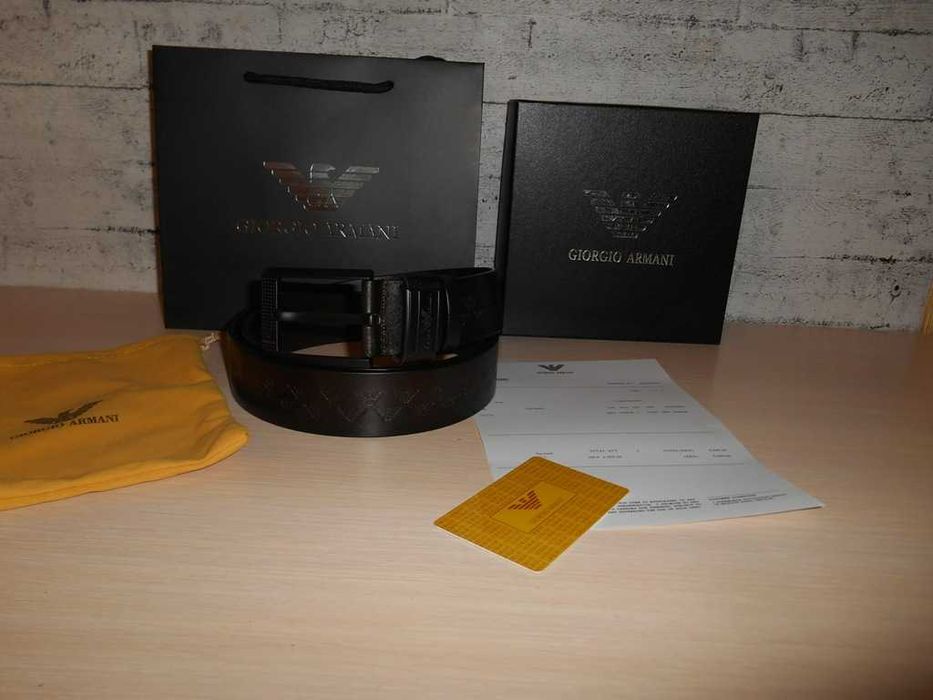 Emporio Armani Męski pasek firmowy, skóra naturalna, Włochy 95-86