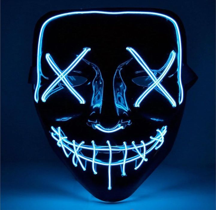 Maska Led niebieska nowa Haloween