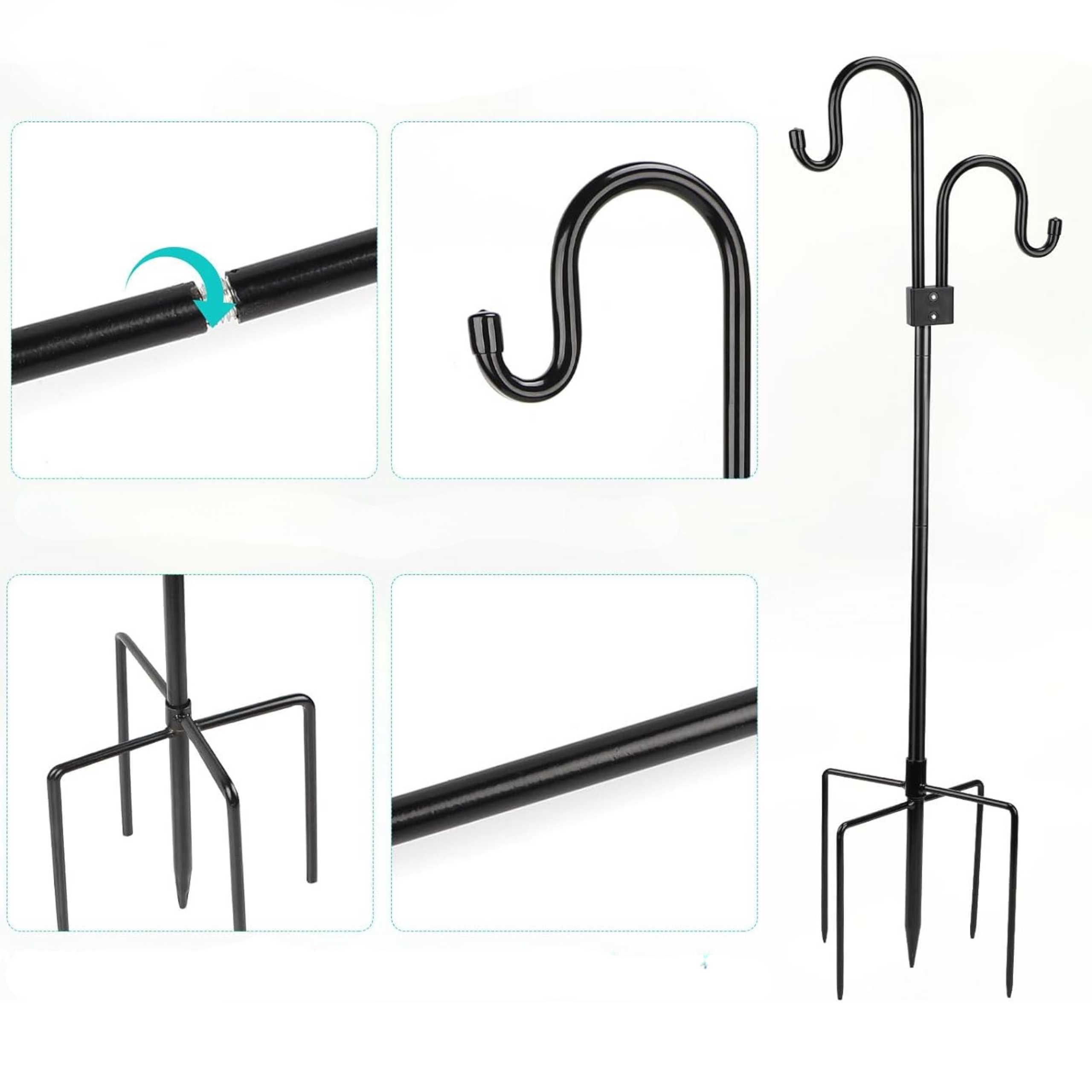 Wieszak wbijany na kwiaty stojak podwójny metal 113cm do ogrodu