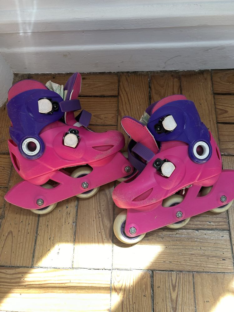 Patins em linha marca Olexo, tamanho 26-28, Decathlon.
