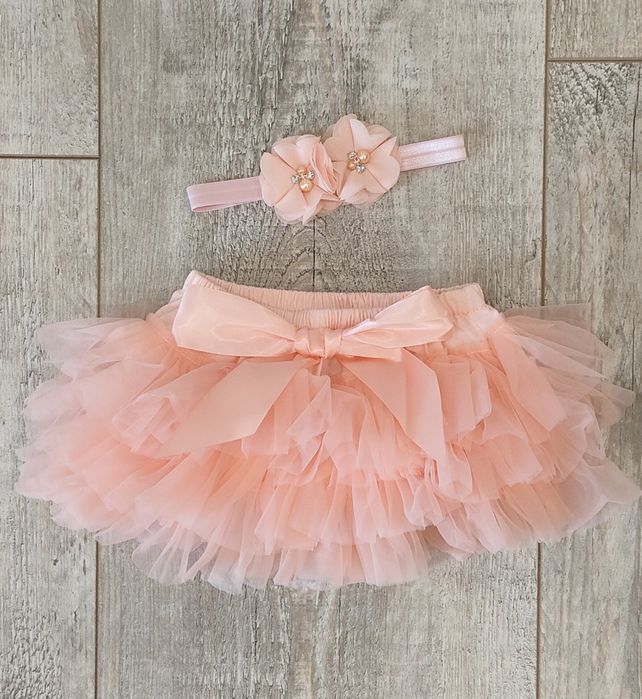 Zestaw tiulowa spódniczka - bloomersy + opaska  6-12 miesięcy