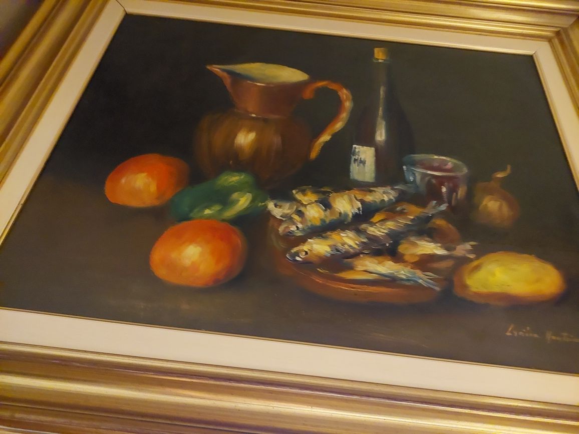 Grande quadro a oleo natureza morta lucilia monteiro