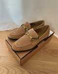 Loafers loafersy zara reserved 38 skórzane że skóry bezowe brązowe
