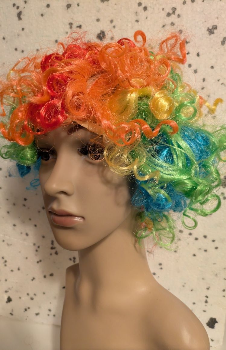 PERUKA AFRO / Klaun - Kolorowa KRĘCONE włosy - unisex