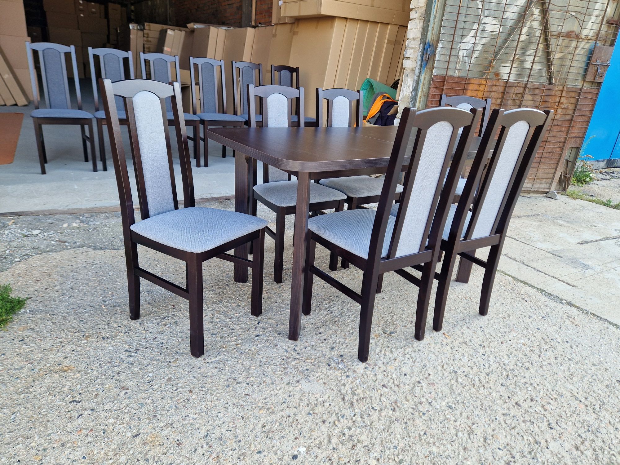NOWE: Stół 80x140/180 + 6 krzeseł, wenge + szary , dostawa PL