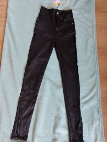 Spodnie Czarne woskowane xxs