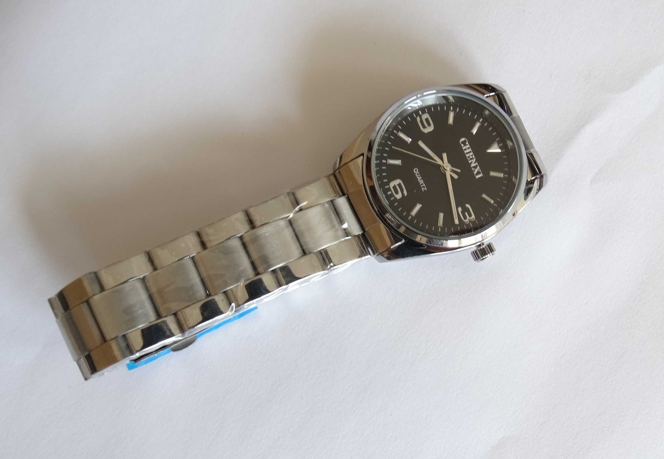 Zegarek męski czarny 35mm damski z bransoletą stalowa unisex