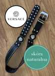Pasek Gianni Versace skórzany skóra naturalna perełka vintage medyza