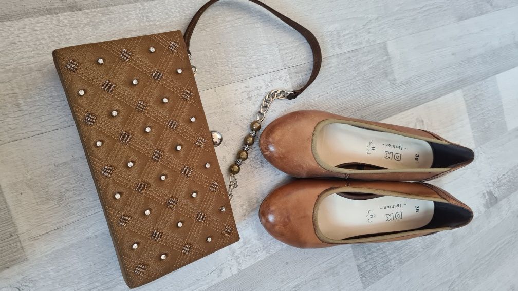 Zestaw skórzanych butów dk fashion 36 +kopertówka