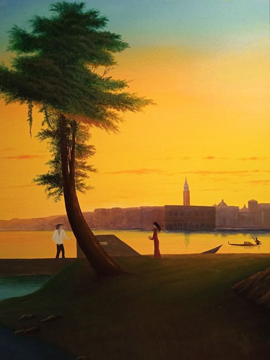 Картина олією на полотні в рамі ,нова