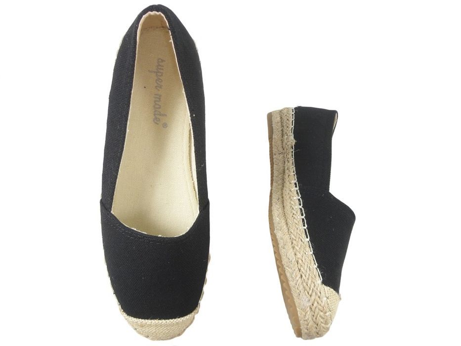 Czarne espadryle płaskie buty damskie 38