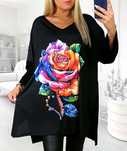 Bluzka, tunika, plus size, dekolt, asymetryczna,50/52/54/56, kwiat