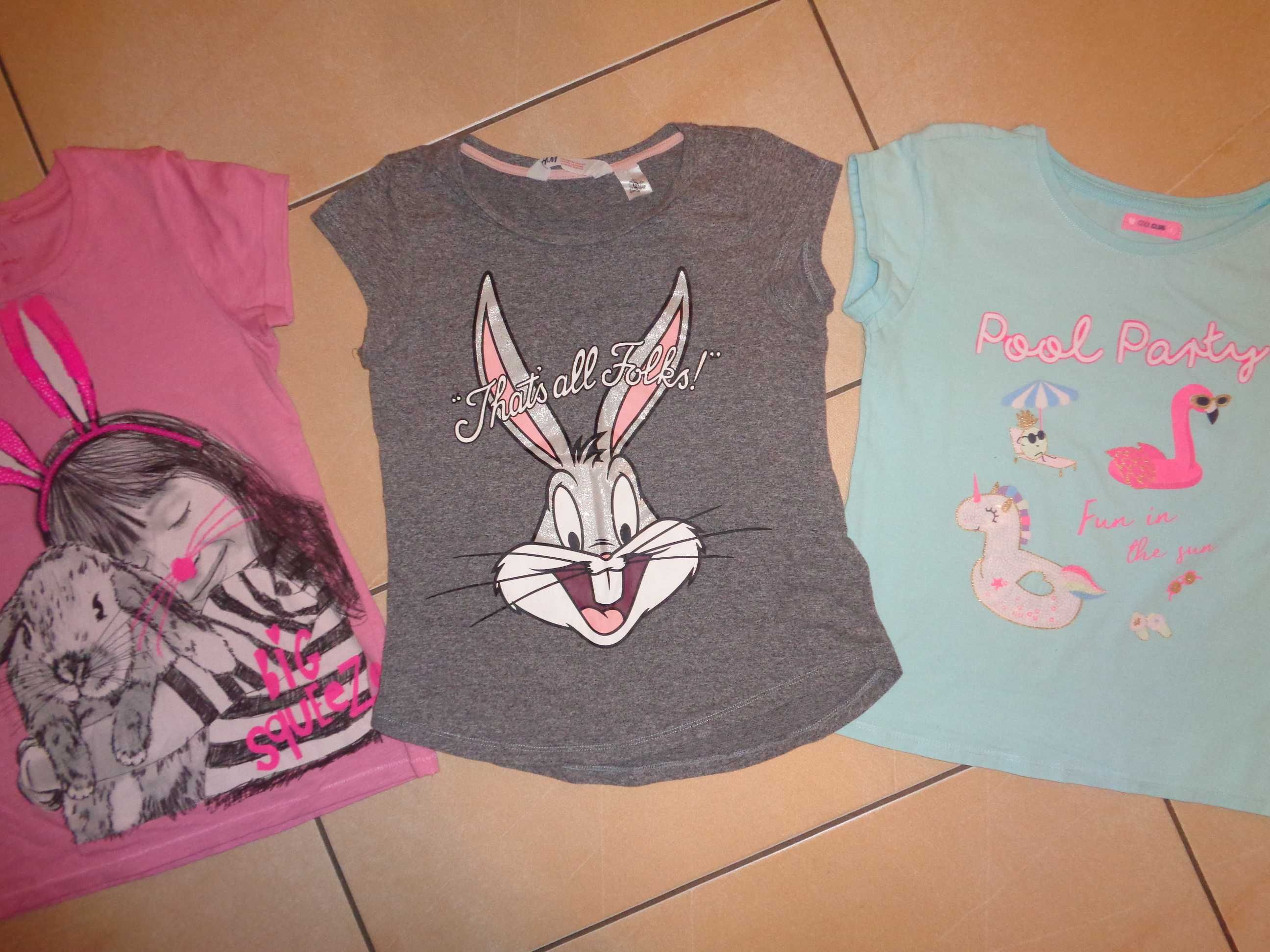 3x koszulki krótki rękaw OKAZJA Next H&M Cool Club Królik Bugs Unicorn