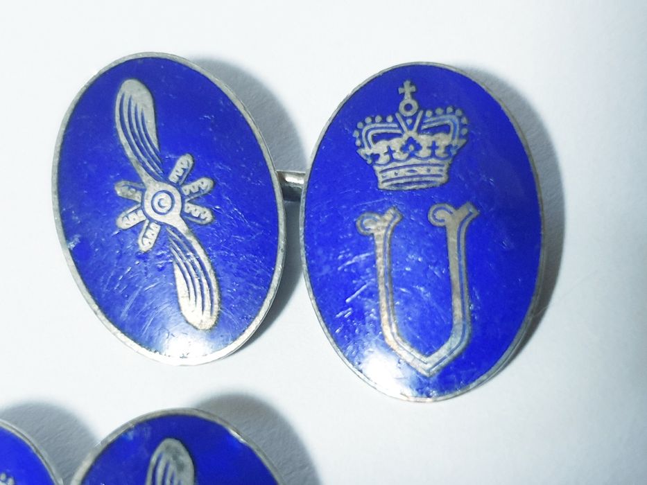 Antigos botões de punho em prata - insignias do Rei Umberto da Itália