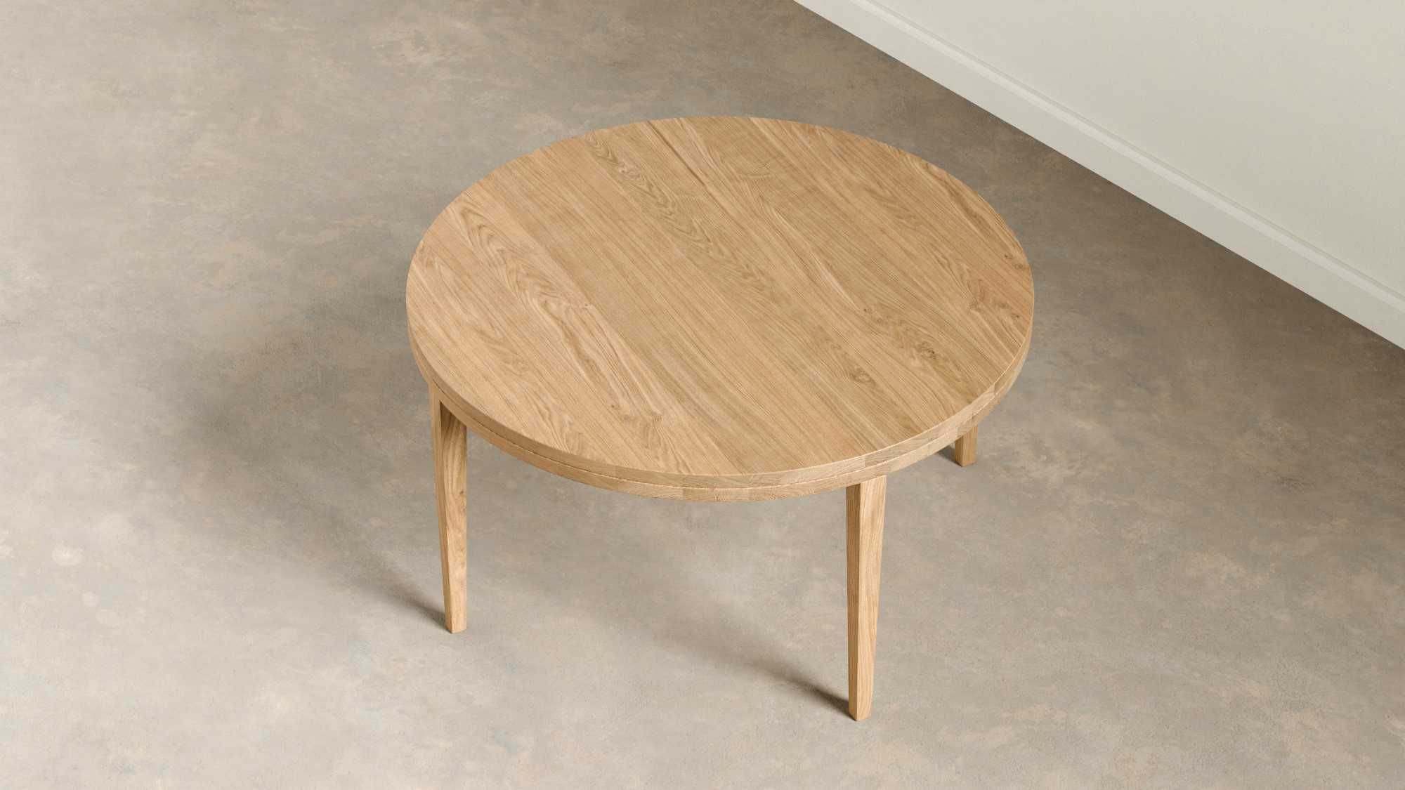 Stolik kawowy drewniany - lity dąb - okrągły - średnia 70 cm