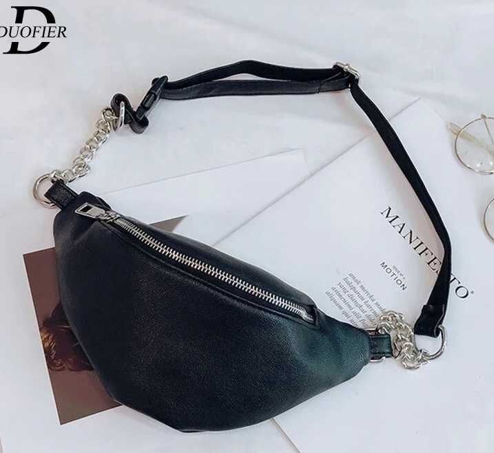 Жіноча женская белая черная сумка сумочка бананка месенджер на груди