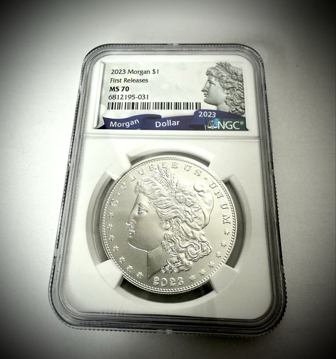 Доллар Моргана серебро в слабе MS70 | 1 доллар Моргана