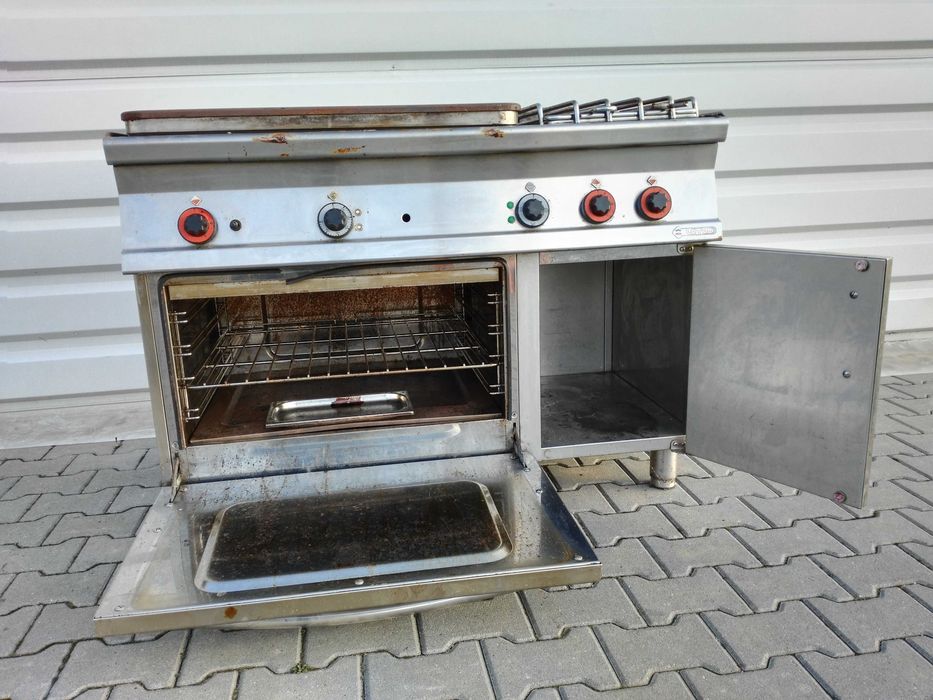 Kuchnia gazowa LOTUS 6-palnikowa z płytą i piekarnikiem elektrycznym