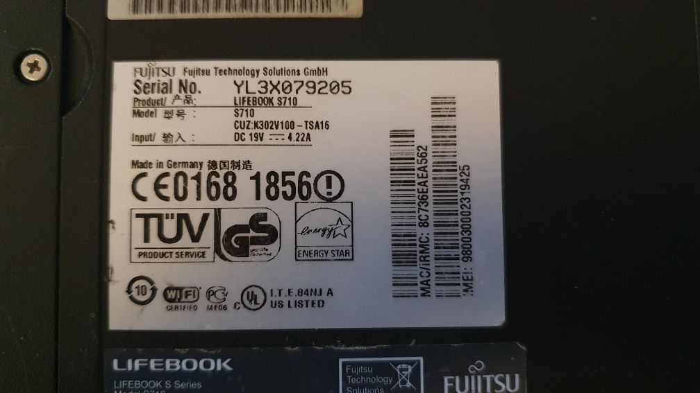 Ноутбук Fujitsu s710 с нерабочим экраном