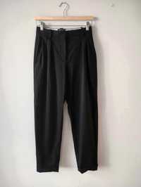 spodnie materialowe Massimo Dutti rozmiar 34/XS z zakladkami czarne