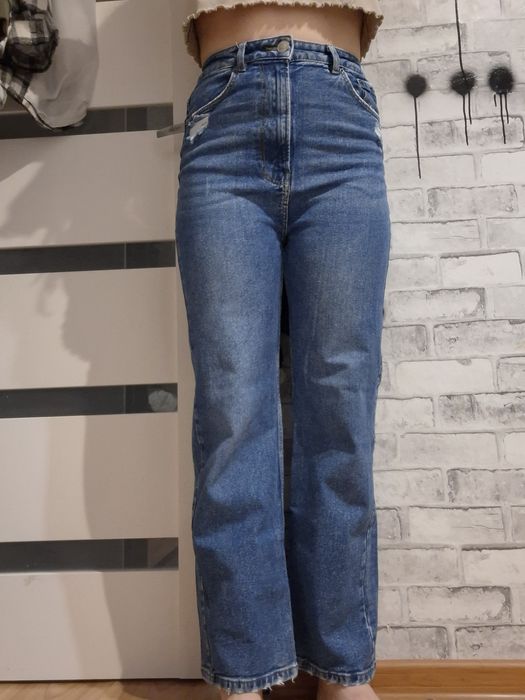 Spodnie jeansy cropp M szerokie proste