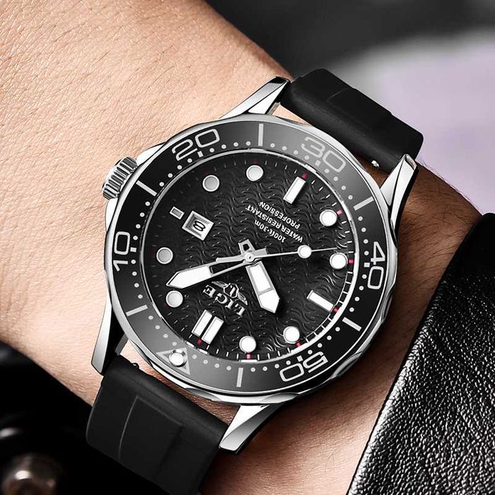 Zegarek męski sportowy styl nurka mocna luma datownik box