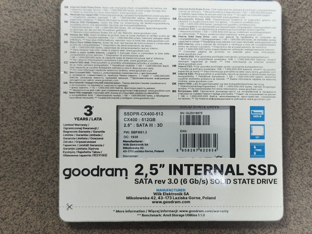 Dysk SSD Goodram 512 GB CX400