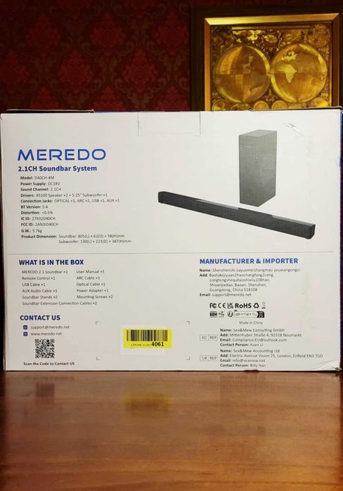 Meredo Soundbar do TV 180W 2w1