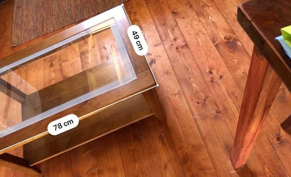 Mesa de café de sala em vidro biselado, medidas nas fotos