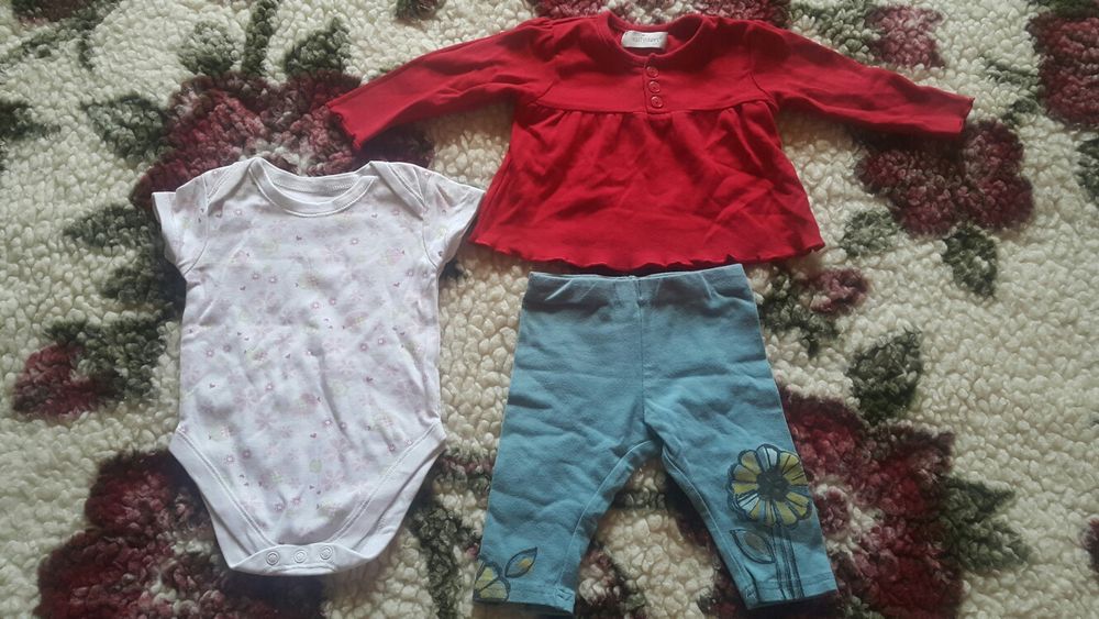 George Next Gotowy zestaw 3-6 m-cy dla dziewczynki body tunika leginsy