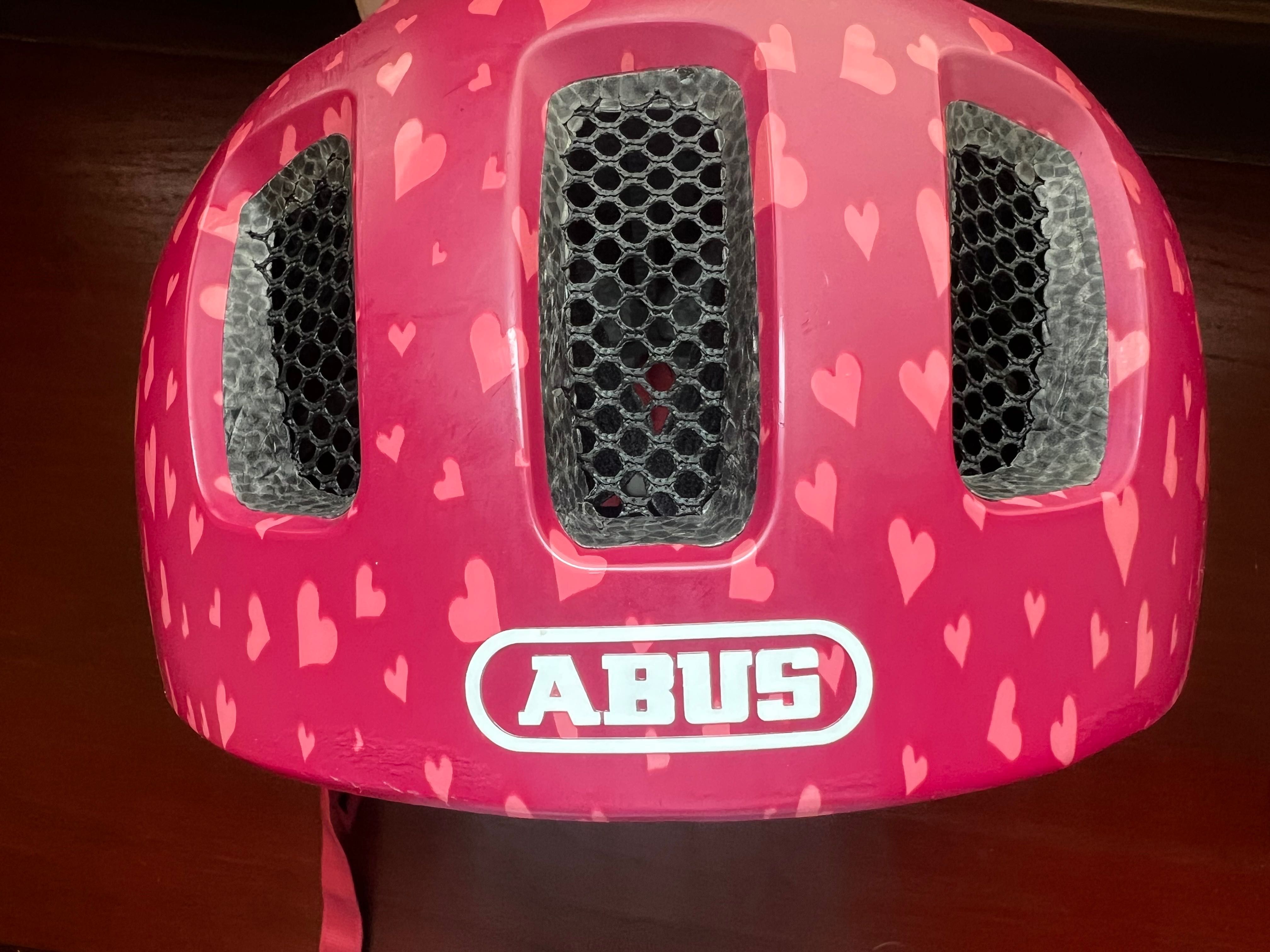 Kask rowerowy dziecięcy ABUS Youn-I 2.0 z LED, cherry heart, 48-54cm