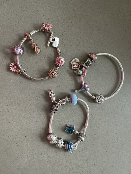 Pandora 3 bransoletki oryginne 19 charmsow