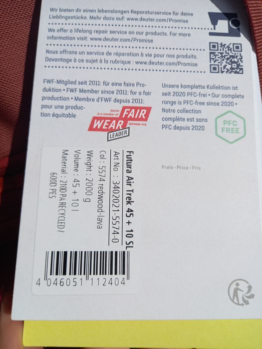 Plecak turystyczny trekkingowy w góry Deuter Futura Air Trek 45 + 10