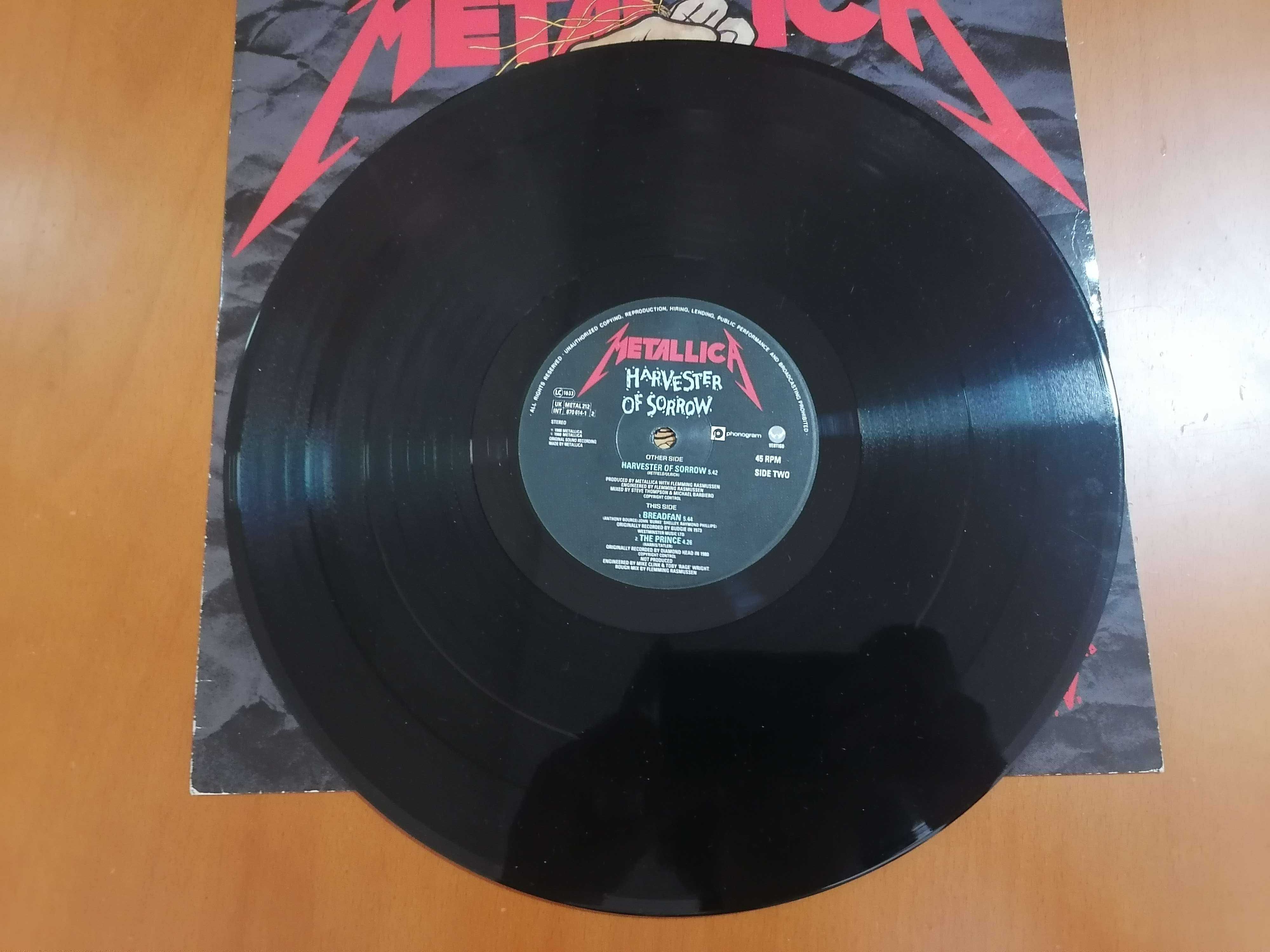 Metallica Harvester of Sorrow Vinil 12" Maxi single EP 1988 Vertigo UK