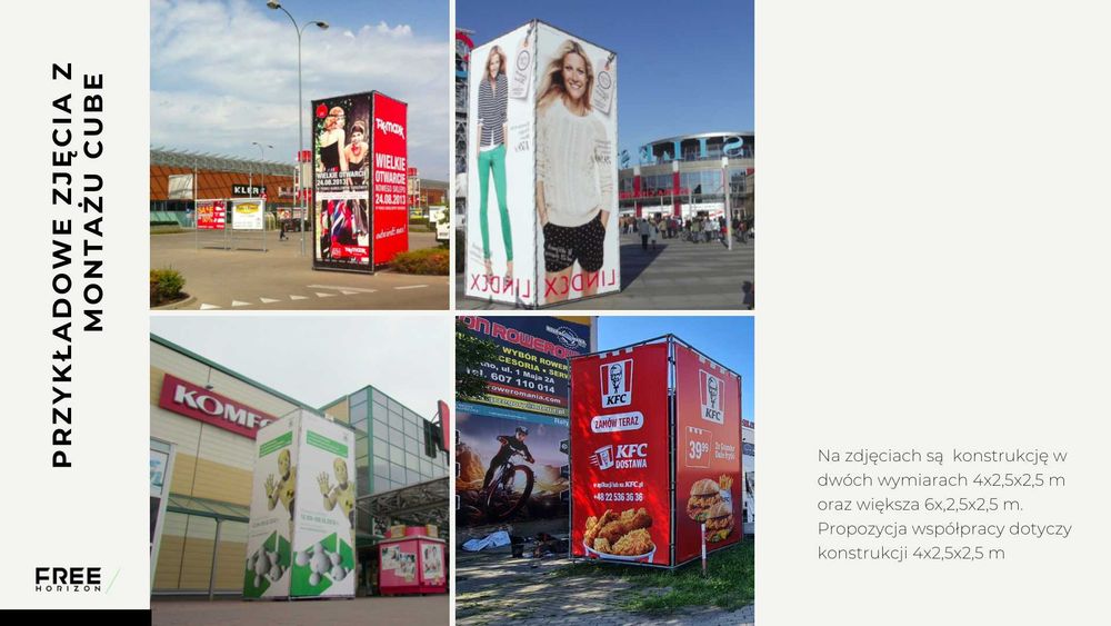 Kostka reklamowa tablica reklamowa CUBE 40 m2