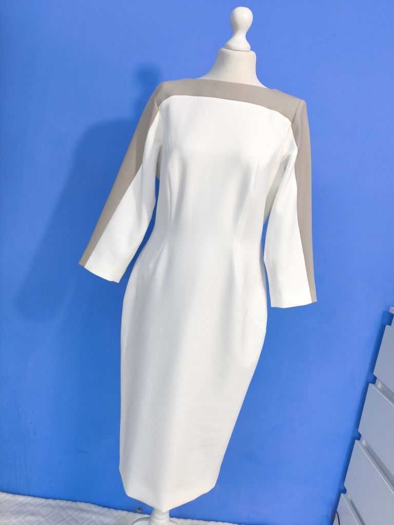 Helen Mc Alinden klasyczna elegancka sukienka w stylu minimalistycznym