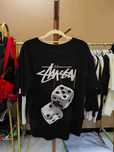 Stussy，Męska czarna koszulka z nadrukiem letnim, rozmiar M