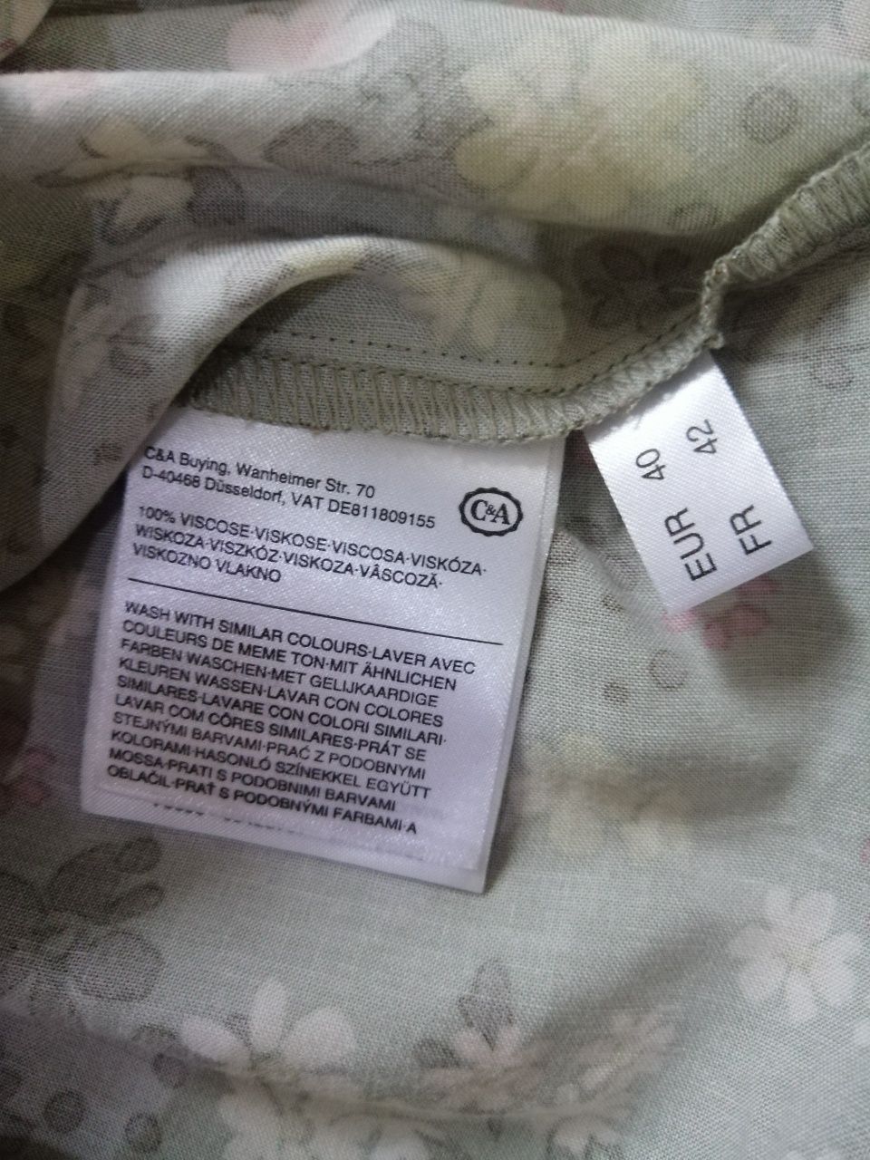 Nowa z metką miętowa spódnica w kwiaty firmy C&A, rozmiar L 40.