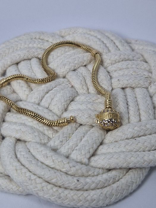 Złota bransoletka żmijka typu Pandora 19cm