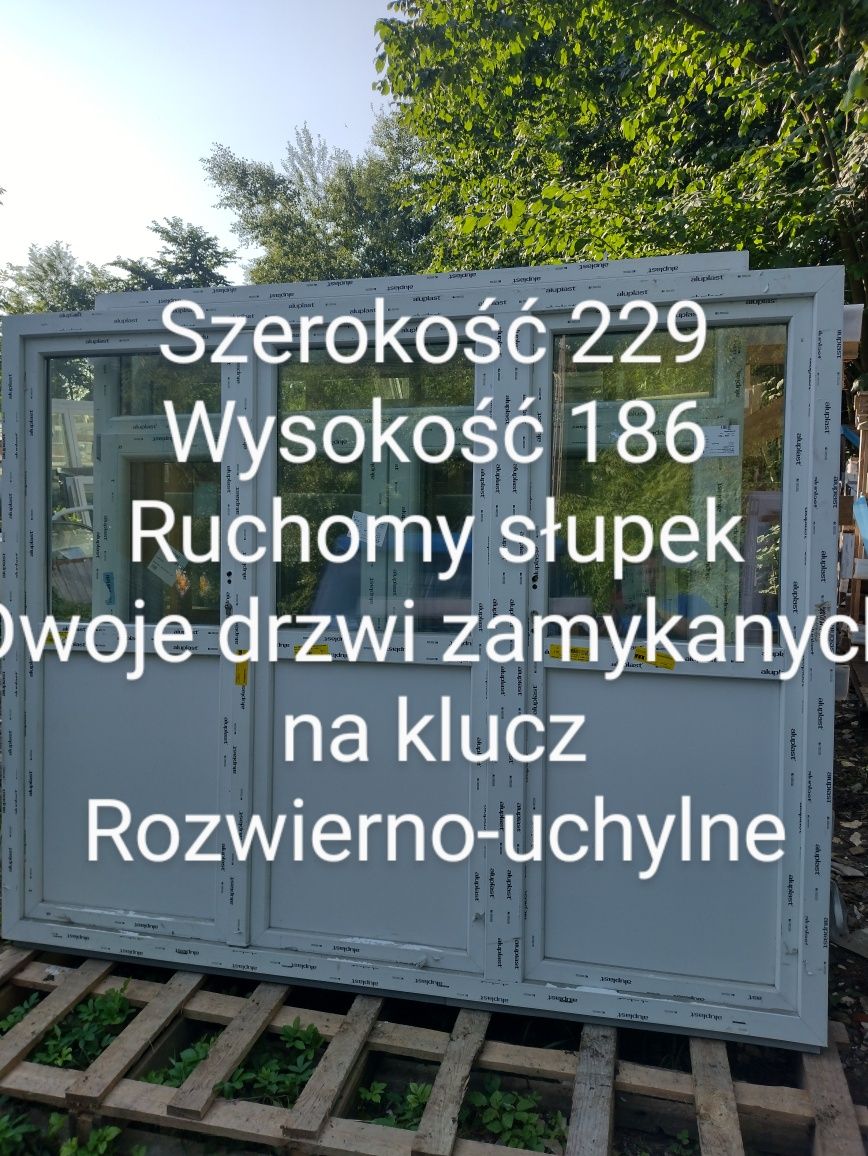 Drzwi aluminiowe 3 szybowe ciepłe nowe 50%