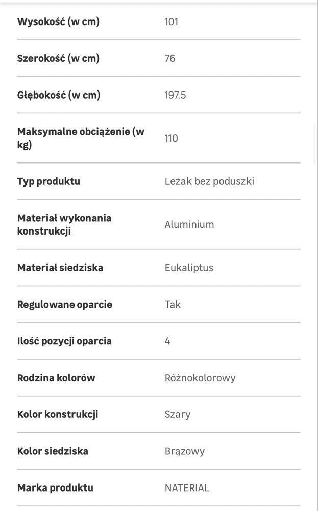 Leżak ogrodowy tatasowy Leroy Marlin jak nowy