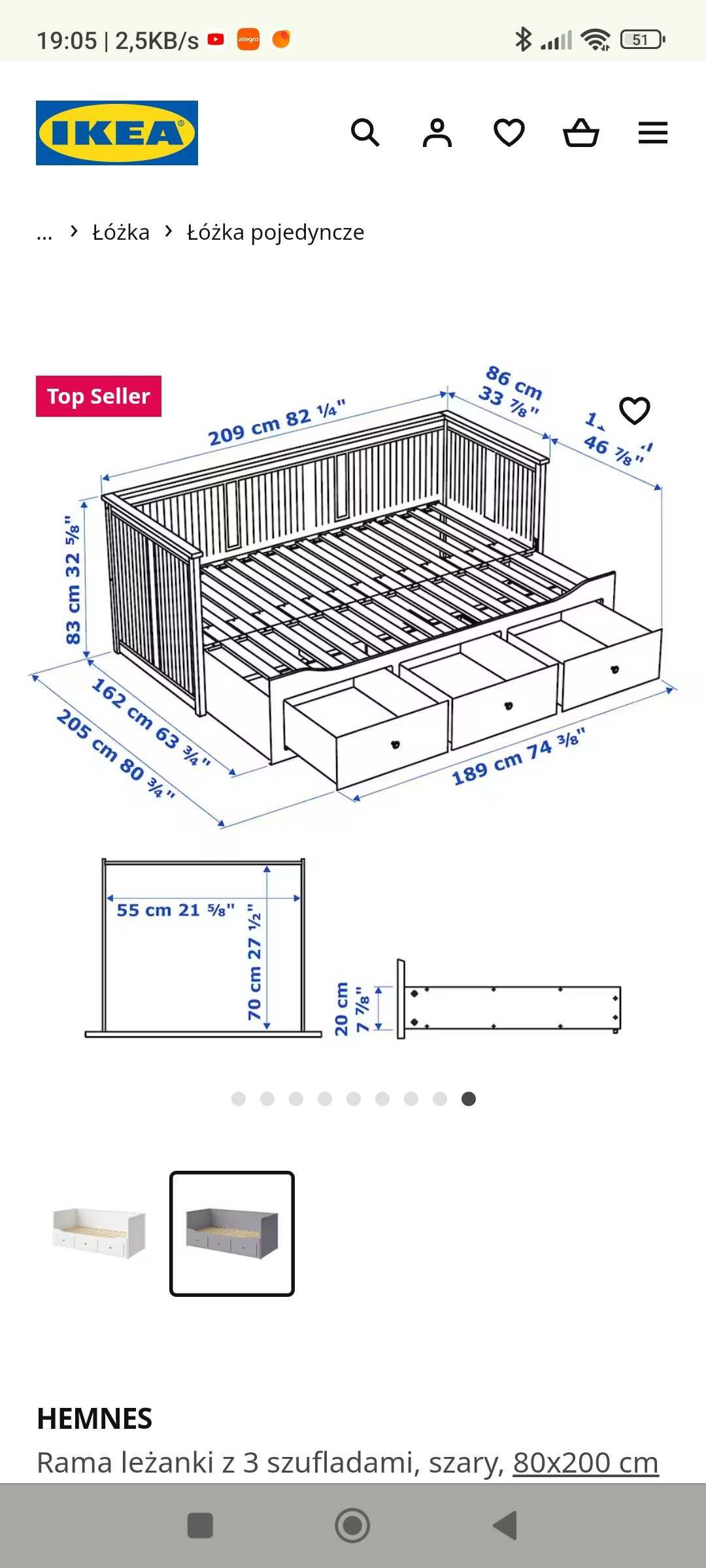 Łóżko Hemnes  Ikea