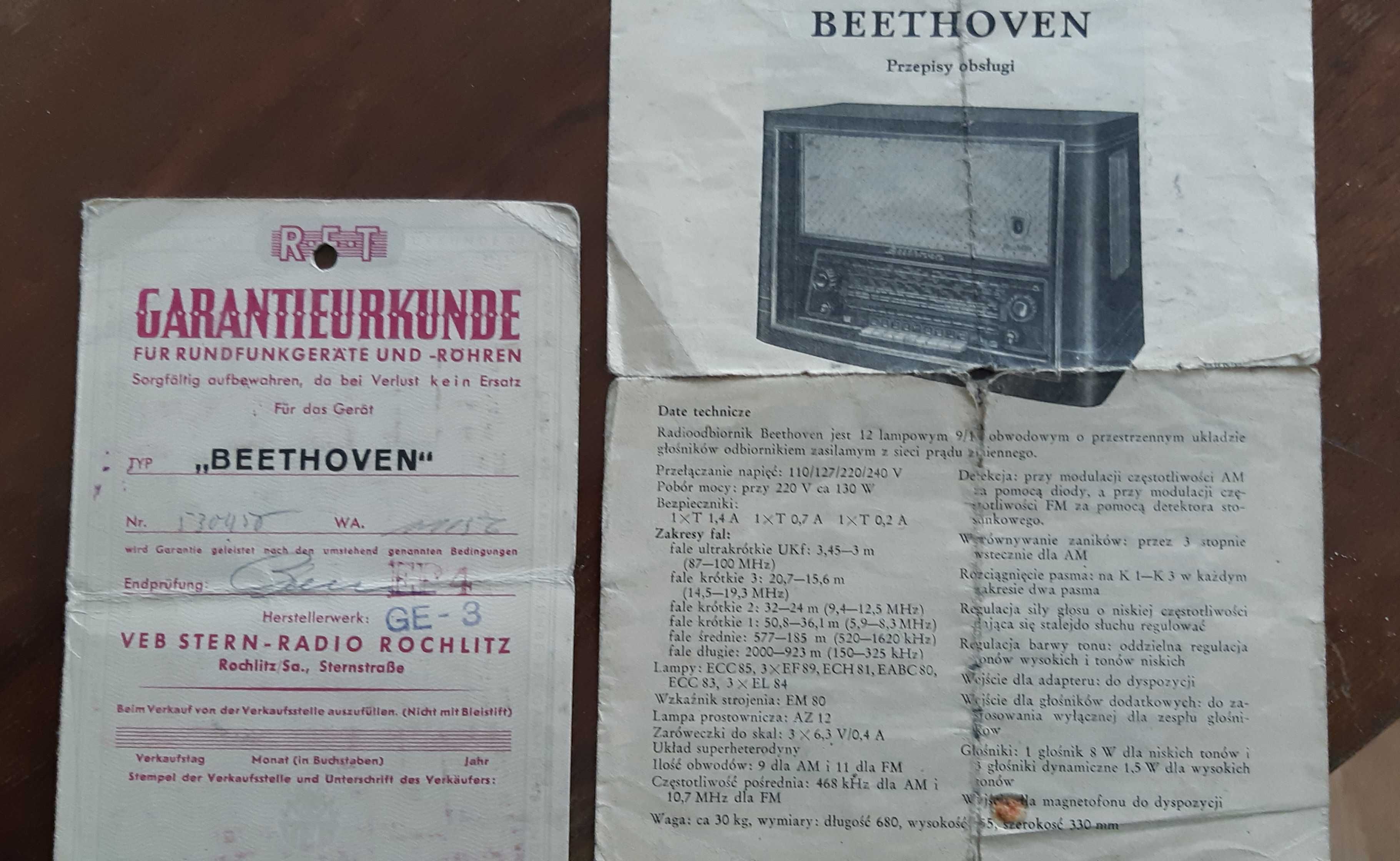 Radio zabytkowe lampowe Bethoven