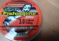 Linha de pesca 100% fluorcarbono, rolo de 500 metros, novo.
