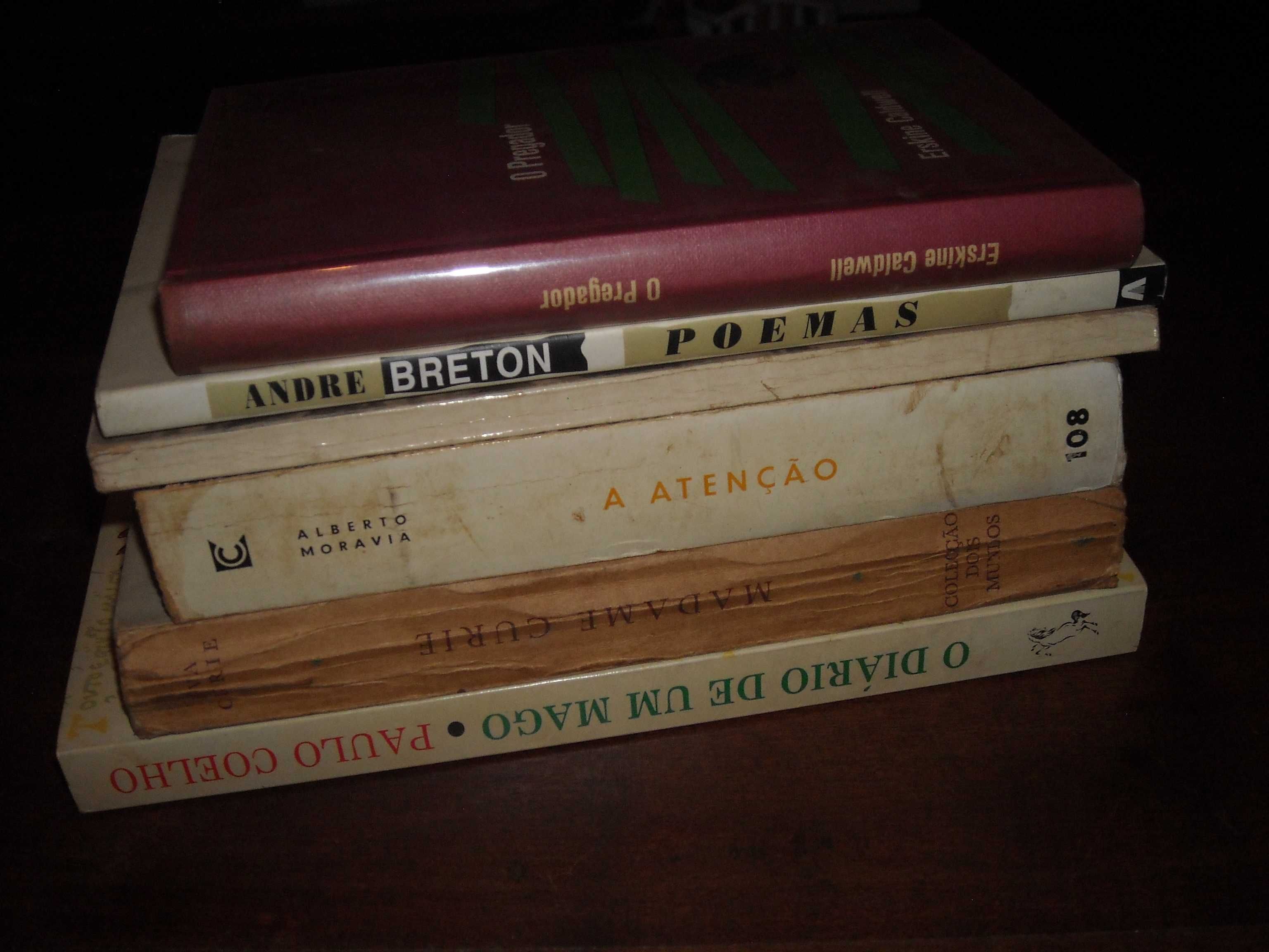 Livros diversos Caldwell, Breton, Gil Vicente, Moravia, Curie, Coelho