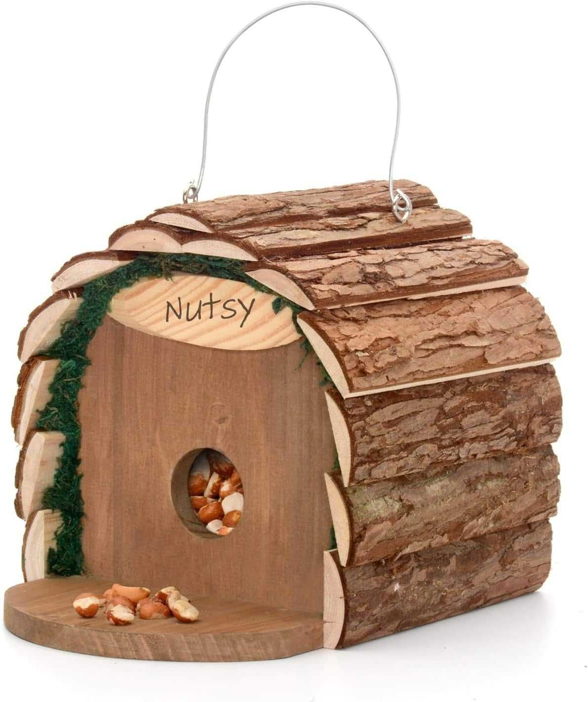 Karmnik dla Wiewiórki Ptaków 2w1 Budka Lęgowa Naturalna 16x10x16cm
