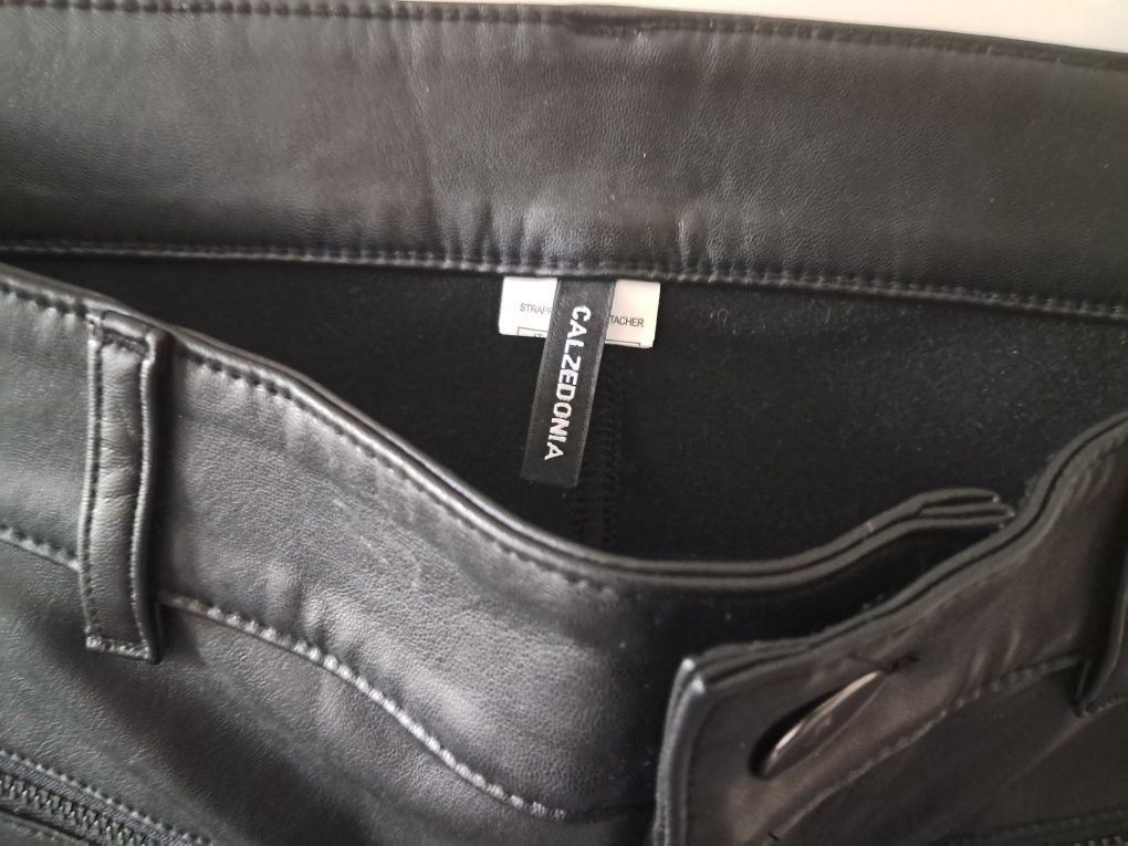 Leginsy biker skiny z imitacji skóry