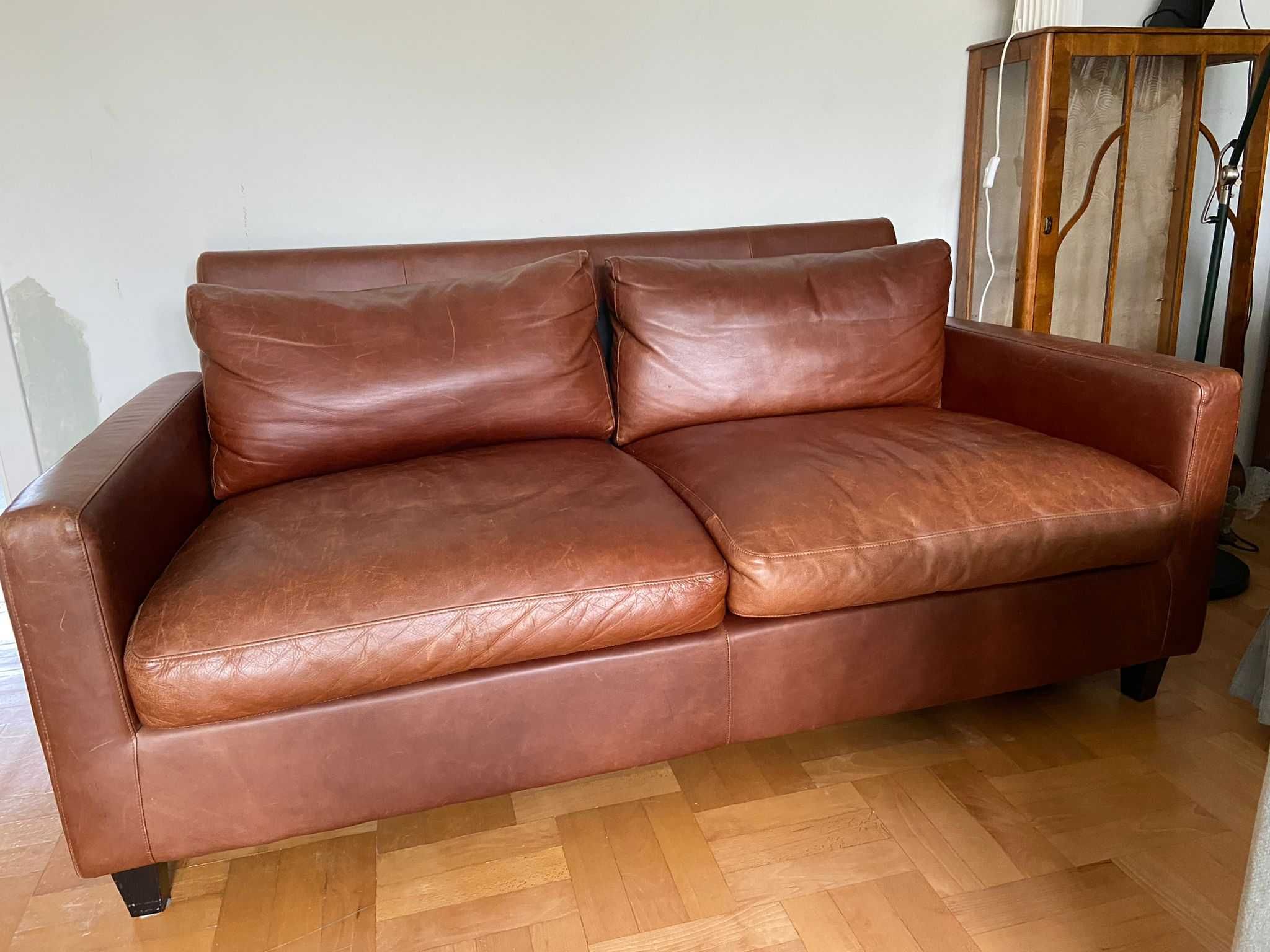 sofa HABITAT kanapa skórzana brązowa