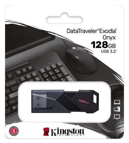 флешка USB Kingston DT Exodia Onyx 128 ГБ Black 3.2 Gen(DTXON/128GB)