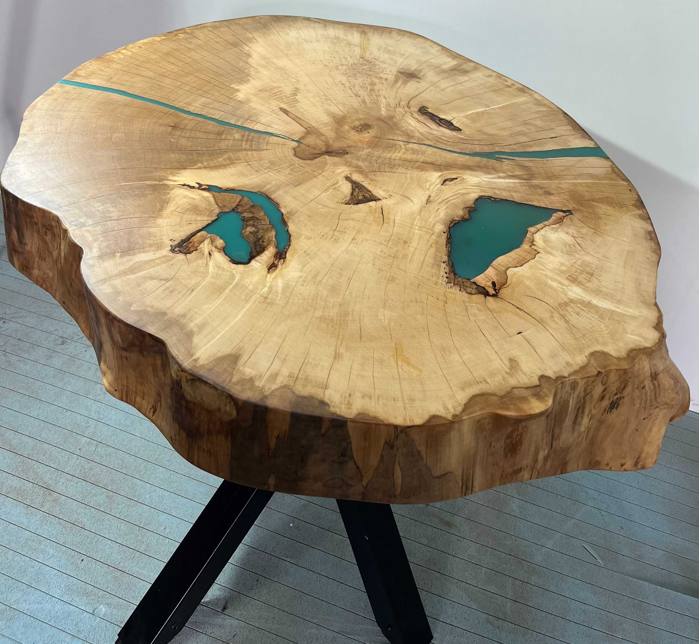 Stół drewniany klonowy z żywicą epoksydową + stelaż